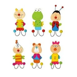 Bartl 0515 Doppel-Wandhaken "Tiere" 6 Stück Kinder-Garderobe