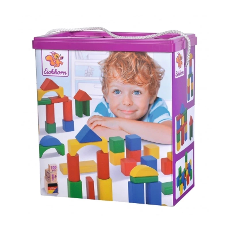 Eichhorn 10171 Bunte Holzbausteine-Box 100 Bausteine 4 Eichhorn 10171 Bunte Holzbausteine-Box 100 Bausteine – Bild 2