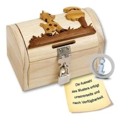 Bartl 7623 Holz-Spardose "Schatztruhe Mit Tiermotiv" Mit Schloß
