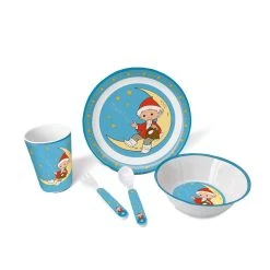 Trötsch 11857 Kindergeschirr "Sandmann Auf Dem Mond" Weiss/blau