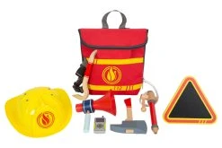 Legler 12361 Feuerwehr-Rucksack Mit Axt, Helm, Megafon, Handy Usw.