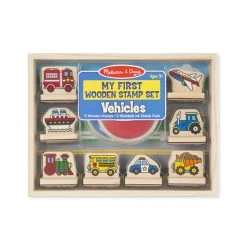 Melissa & Doug 12391 Mein Erstes Holzstempel-Set "Fahrzeuge" (10 Teile)