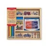 Melissa & Doug 12409 Stempelset "Fahrzeuge" 10 Stempel Stifte.. Holzbox