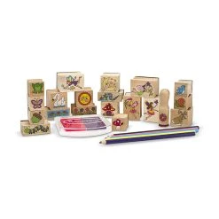 Melissa & Doug 12424 Stempelset "Märchengarten" 20 Stempel Stifte.. Holzbox