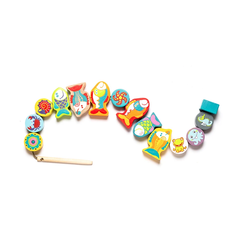 Cubika 13647 Fädelspiel "Fische" 13-teilig Holz Ukrainian Toys 4 Cubika 13647 Fädelspiel "Fische" 13-teilig Holz Ukrainian Toys – Bild 2