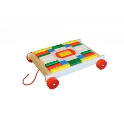 Ebert 235316 Bauwagen Räder Mit 36 Bunten Bausteinen Erzgebirge