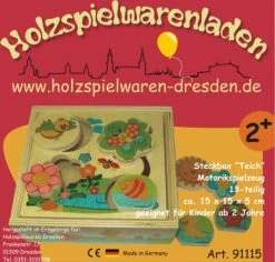 Holzspielwaren-Dresden 91115 Steckbox "Teich" 13-teilig Motorik Erzgebirge
