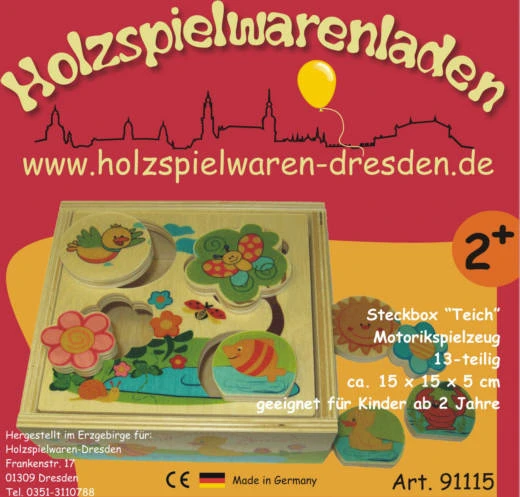 Holzspielwaren-Dresden 91115 Steckbox "Teich" 13-teilig Motorik Erzgebirge 3 Holzspielwaren-Dresden 91115 Steckbox "Teich" 13-teilig Motorik Erzgebirge
