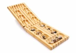 Legler 2844 Kalaha Mancala Naturholz Mit Natursteinen 44 X 14 Cm