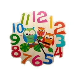 Hess 30001 Wanduhr "Eulen" Bunt Bedruckt Holz Erzgebirge