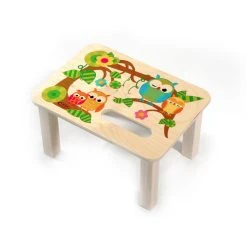 Hess 30283 Fußbank "Eulen" Für Kinder Holz Erzgebirge