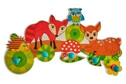 Hess 30303 Kinder-Garderobe "Waldtiere" 5 Haken 38 Cm Holz Erzgebirge