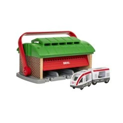 Brio 33474 Lokschuppen Zum Mitnehmen Für Holzschienenbahn