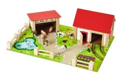 Eichhorn 4309 Großer Bauernhof Mit Viel Zubehör Holz + Tiere Aus Kunststoff
