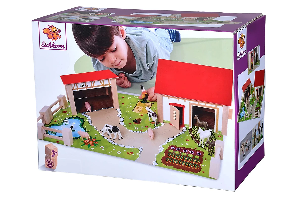Eichhorn 4309 Großer Bauernhof Mit Viel Zubehör Holz + Tiere Aus Kunststoff 4 Eichhorn 4309 Großer Bauernhof Mit Viel Zubehör Holz + Tiere Aus Kunststoff – Bild 2