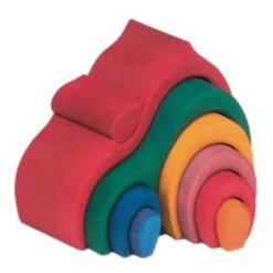 Glückskäfer 523030 Giebel-Haus 9-teilig Holzbausteine Bunt