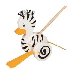 Goki 54959 Schiebetier "Zebra-Ente" Watscheltier Holz