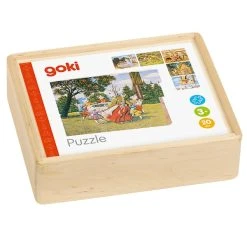 Goki 57877 Würfel-Puzzle "Märchen" 20 Würfel Holzbox