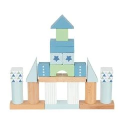 Goki 58459 Holzbausteine-Box Aquablau Trommel