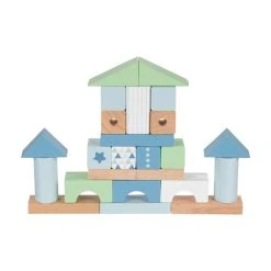 Goki 58459 Holzbausteine-Box Aquablau Trommel -Le Toy Van Geschäft 58459 3 Holzbausteine Box aquablau