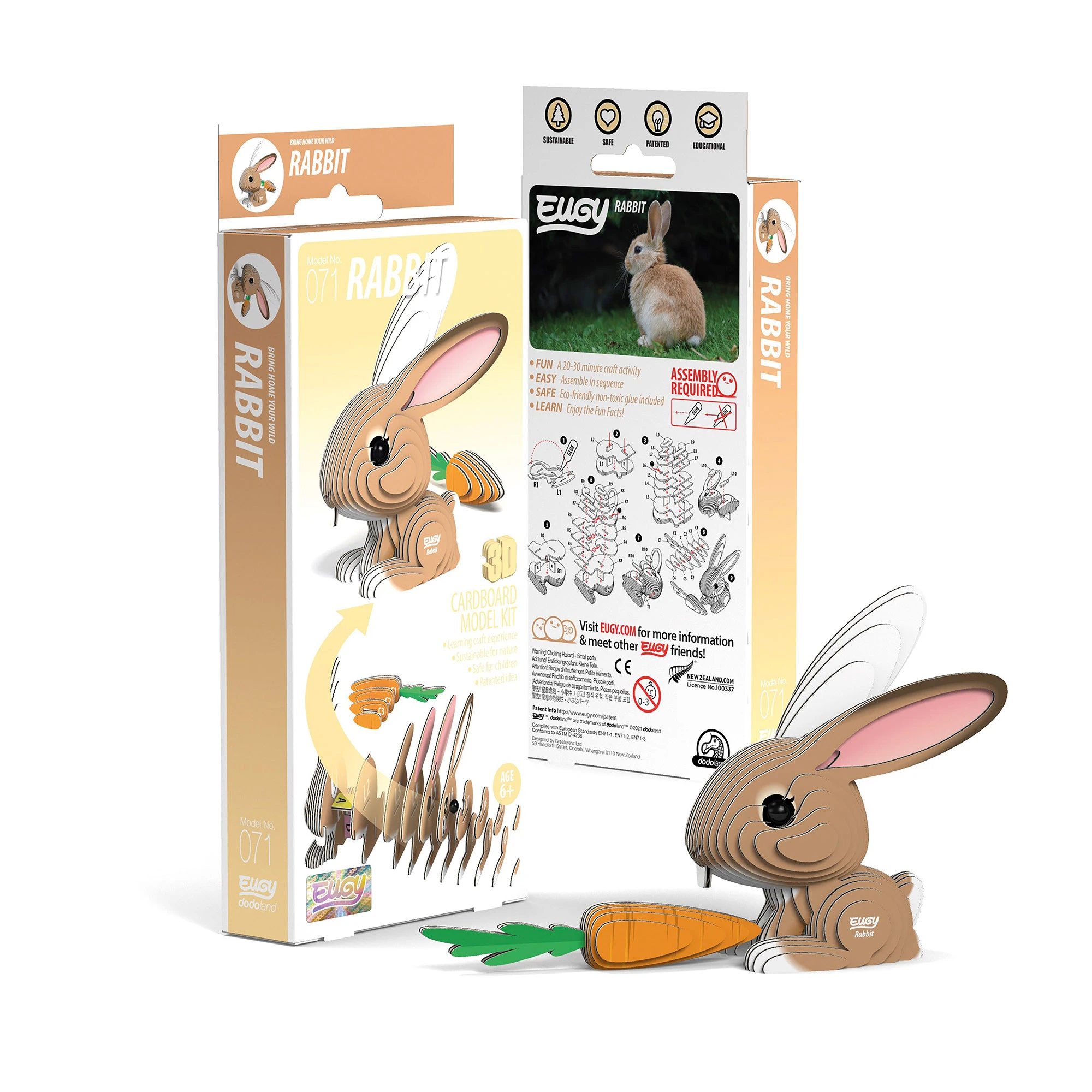 EUGY 650071 Bastelset 3D-Tierfigur "Hase" Carletto 3 EUGY 650071 Bastelset 3D-Tierfigur "Hase" Carletto