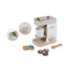 Jouéco Joueco 80058 Kaffeemaschine Mit Zubehör Holz Für Kinderküche