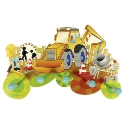 Hess 30301 Kinder-Garderobe "Baustelle" 5 Haken Holz Erzgebirge