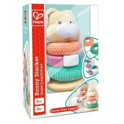 Hape E0107 Stapelspielzeug "Langohrhase" Verschiedene Materialien Motorikspielzeug -Le Toy Van Geschäft E0107 4 Stapelspielzeug Langohrhase