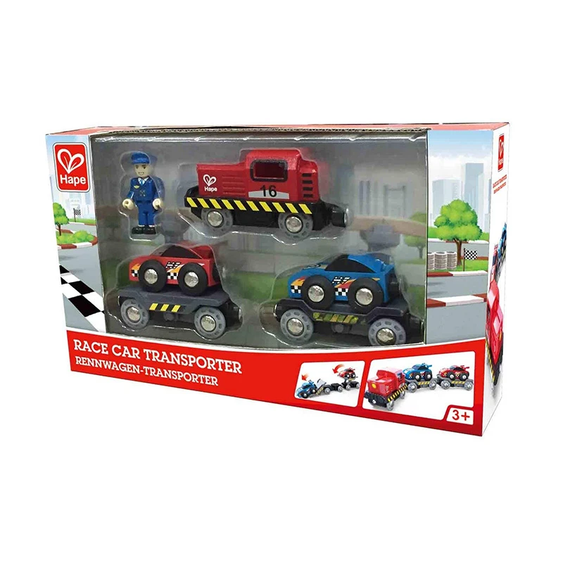 Hape E3735 Rennwagen Transporter Für Holzeisenbahn 5 Hape E3735 Rennwagen Transporter Für Holzeisenbahn – Bild 3