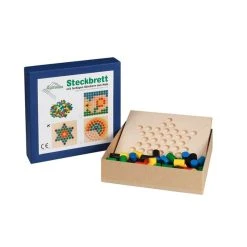 Egermann 2195 Steckspiel "großer Stern" Mit 45 Bunten Steckern Holz Erzgebirge