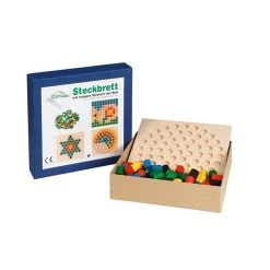 Egermann 2196 Steckspiel "großer Kreis" Mit 70 Bunten Steckern Holz Erzgebirge