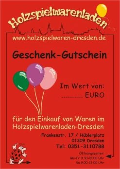 Holzspielwaren-Dresden Gutschein Als Geschenk über 50,- Euro
