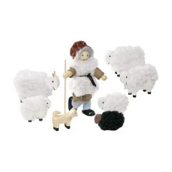 Goki SO201 Biegepuppen "Schäfer Mit Herde" 8-tlg. Set