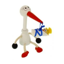 ABA-Factory ABA 50228 Federfigur "Storch Mit Baby" Schwingtier Holz Mit Ziehfeder