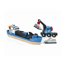 Brio 33534 Containerschiff Mit Kranwagen Für Holzeisenbahn