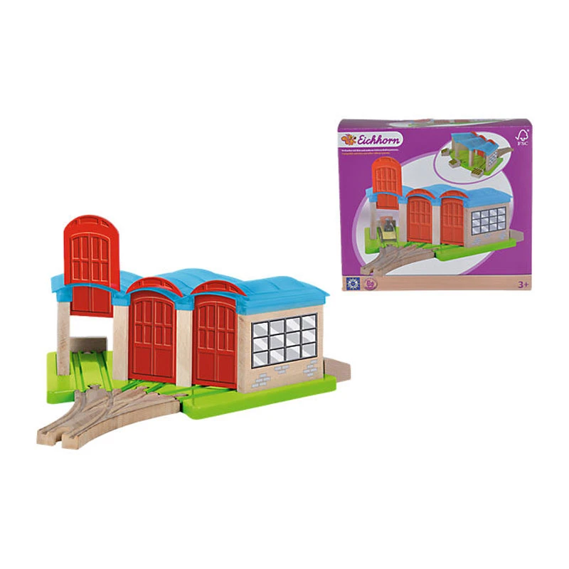 Eichhorn 1521 Lokschuppen 5-tlg. Holz Für Holzeisenbahn 3 Eichhorn 1521 Lokschuppen 5-tlg. Holz Für Holzeisenbahn
