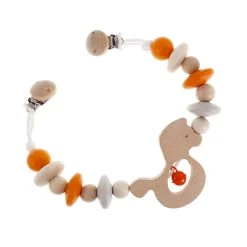 Hess 12966 Wagenkette "Pferdchen" Nature Orangefür Kinderwagen Holz Erzgebirge