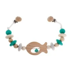 Hess 12967 Wagenkette "Fisch" Nature Türkis Für Kinderwagen Holz Erzgebirge