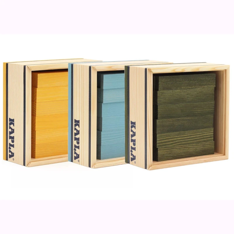KAPLA-Holzplättchen 3 X 40er Box Pinienholz Hellblau Grün Gelb 3 KAPLA-Holzplättchen 3 X 40er Box Pinienholz Hellblau Grün Gelb