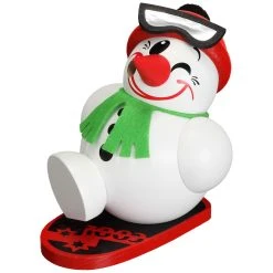 Seiffener Volkskunst 19093 Räuchermann "Schneemann Mit Snowboard" Kugel-Räucherfigur Erzgebirge